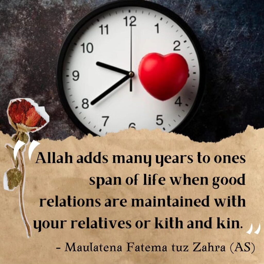 Allah adds many years to ones span of life when good relations are maintained with your relatives or kith and kin..