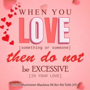 WHEN YOU LOVE [something or someone] then do not be EXCESSIVE [IN YOUR LOVE] - Amirul Mumineen Maulana Ali ibn Abi tablib (AS)