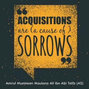 ACQUISITIONS are (a cause of) SORROWS - Amirul Mumineen Maulana Ali ibn Abi tablib (AS)